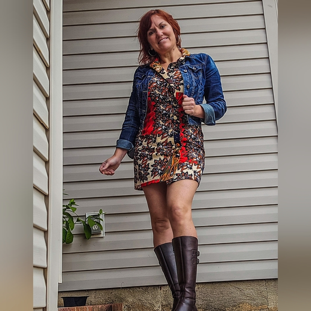 ZARA Boho Patchwork Mini Dress – Retro Print Short Sleeve Fall Outfit